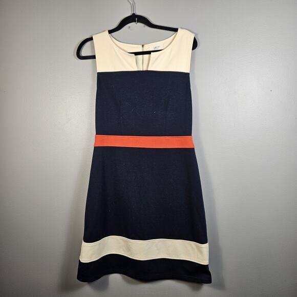 41 Hawthorn A Line Dress Blue White ColorBlock Stretch Lined Zip Womens Medium - Picture 1 of 6